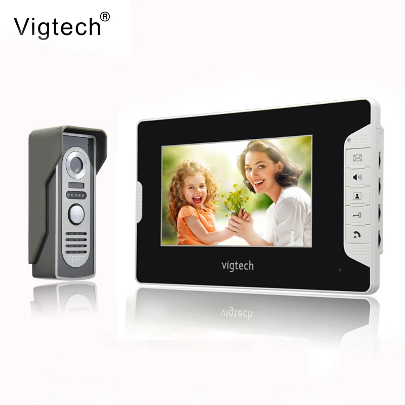 

Vigtech 7 дюймов LCD цветной видео телефон для двери Домашняя Система домофона устройство дверного звонка Всепогодная ИК камера ночного видения
