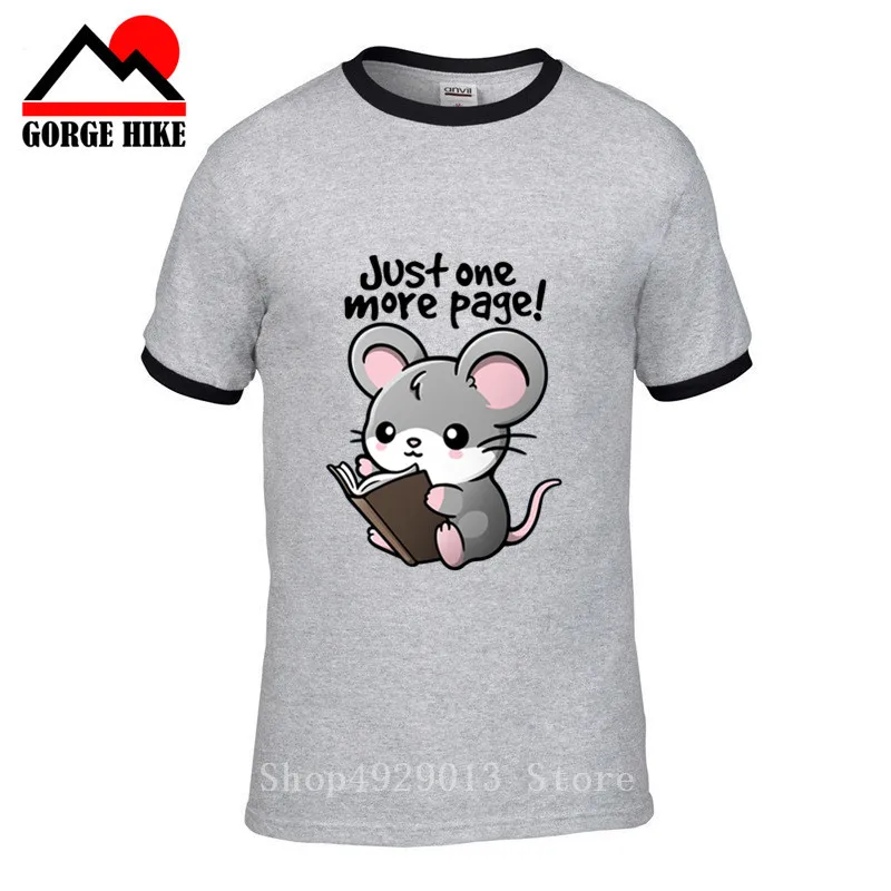 Новые футболки Kawaii Mouse Just One More Page book lover футболка с короткими рукавами круглым