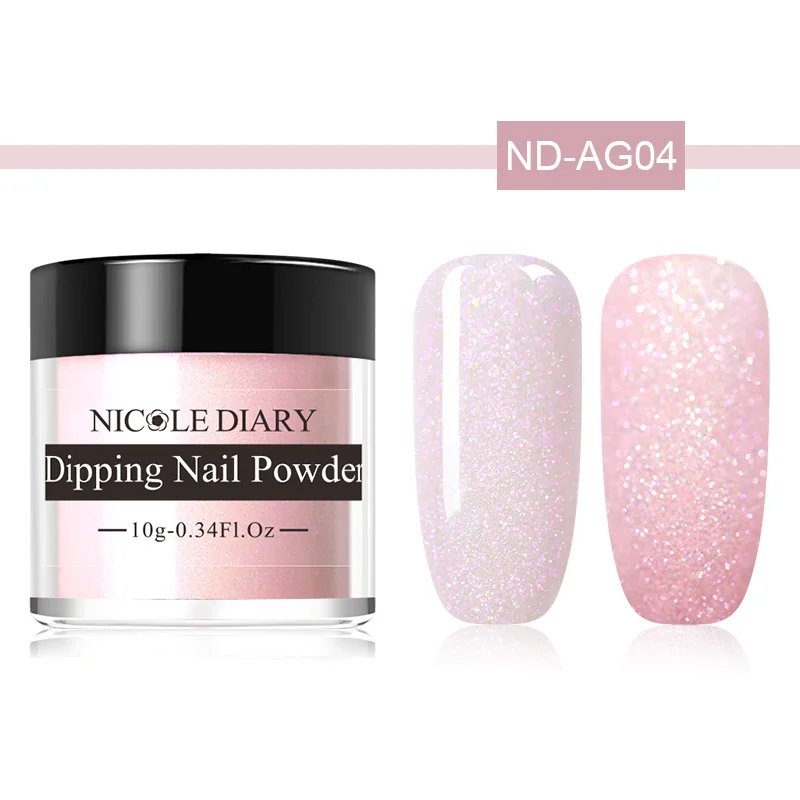 ND-AG04 NICOLE дневник мигающий погружение ногтей порошок Набор красочный сладкий Dip блеск хромированный дизайн ногтей украшения погружение База Топ активатор - Цвет: ND-AG04