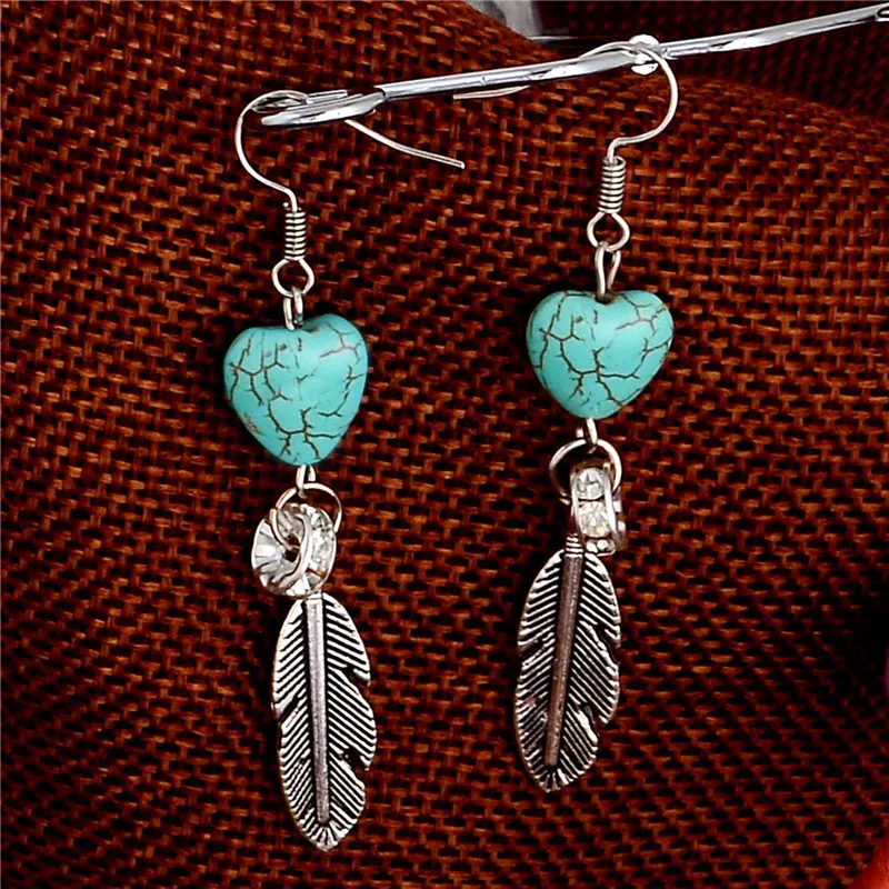 Женские серьги подвески с натуральным камнем в форме пера|womens dangle earrings|dangle