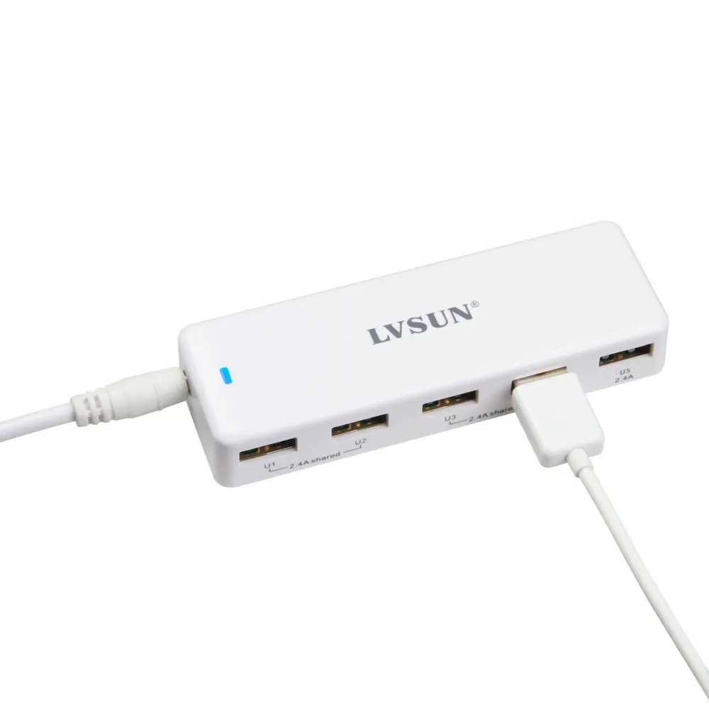 LVSUN 5V 2.4A Универсальный 5 Порт портативный USB Автомобильное зарядное устройство