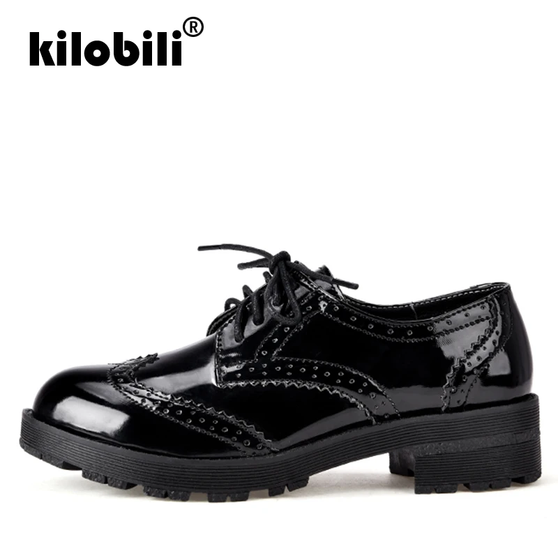 Kilobili/2019 весенние женские туфли оксфорды с перфорацией типа броги лодочки на