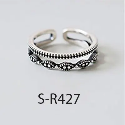 S-R427 ANENJERY, мульти-стиль, Ретро стиль, 925 пробы, серебряные кольца ручной работы, размер 18 мм, регулируемые тайские серебряные кольца для мужчин и женщин, S-R414 - Цвет основного камня: S-R427