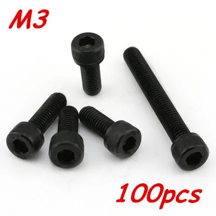 

100pcs M3*4/5/6/8/10/12/14/16/18/20/22/25/30/35/40/45/50 Hexagon socket screws Hex Head Socket Cap Screw Black 12.9 Grade Bolts
