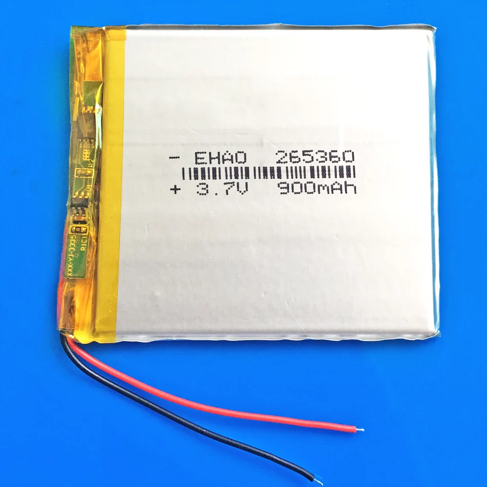 

3.7V 900mAh lipo polymer li ion lithium rechargeable battery use for MP3 GPS navigator DVD recorder headset camera 265360
