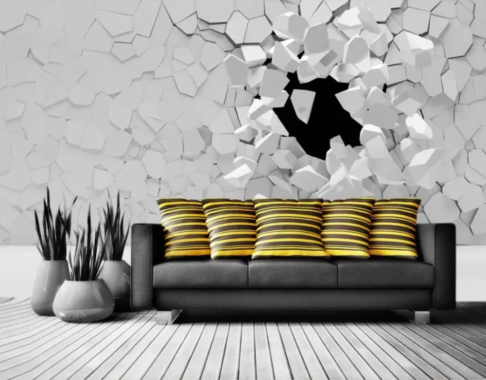 

Трехмерная 3d Расширенная пространство сломанная настенная бумага большой фон настенная живопись