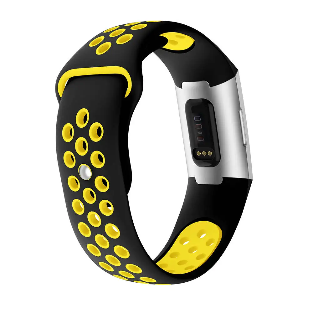 Black Yellow Красочные спортивные силиконовые браслеты для Fitbit Charge 3, браслет на запястье, ремешок для часов, ремешок для Fitbit Charge 3, аксессуары, ТПУ Мягкие полосы - Цвет ремешка: Black Yellow