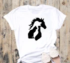 Забавная футболка с изображением лошади, собаки, кошки, винтажные camisetas grunge tumblr, графический kawaii, хлопковая модная женская Эстетическая футболка унисекс, футболка, Топ
