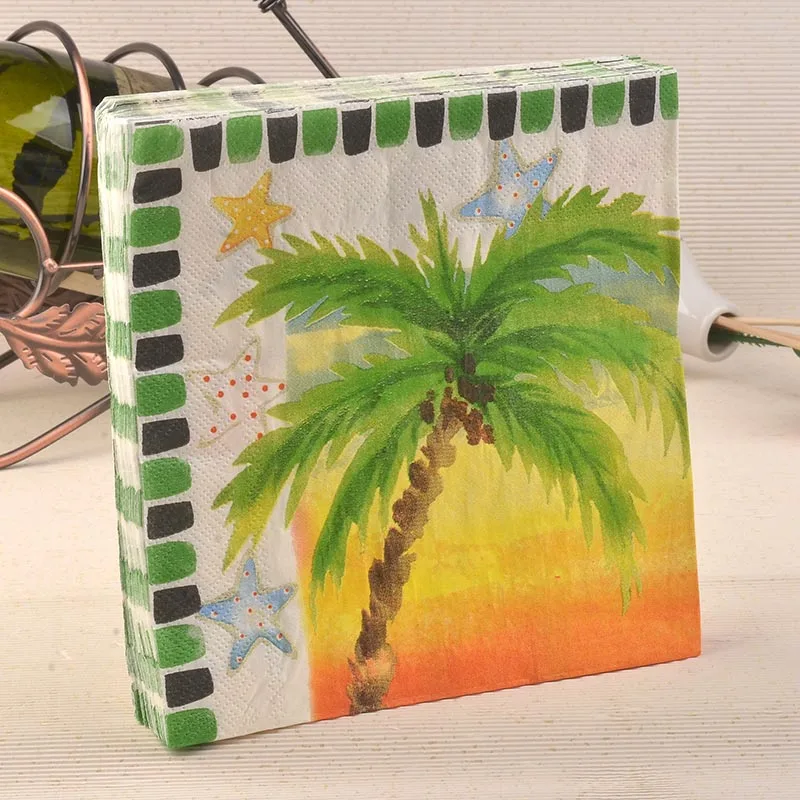 Новинка 2017 года море кокосовой Starfish Бумага салфетка Праздничная Вечеринка Cafe