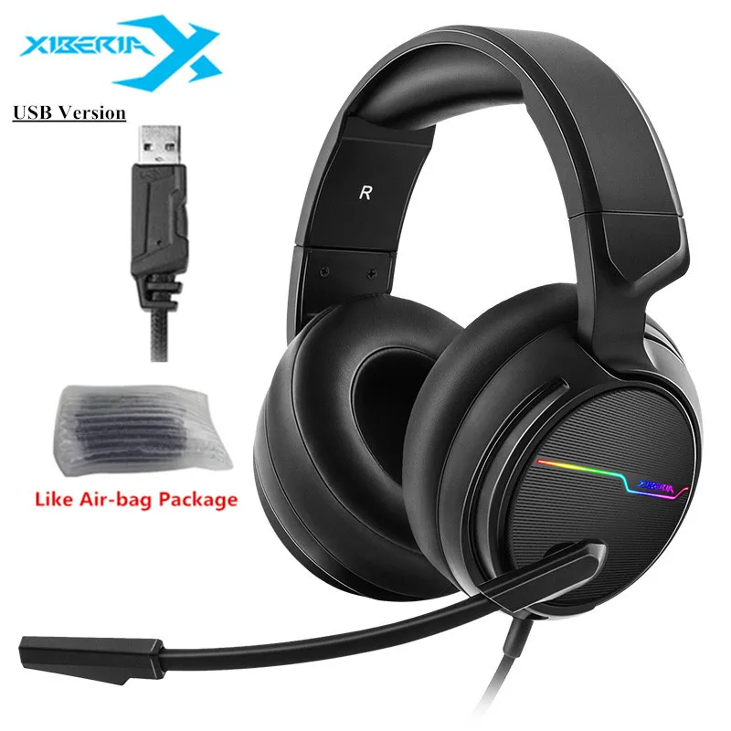 USB Plug-Air-bag Box Xiberia V20 USB 7,1, наушники с объемным звуком, игровые наушники с басами для компьютера, ноутбука, ноутбука, ПК, геймера, наушники с микрофоном, светодиодный - Цвет: USB Plug-Air-bag Box