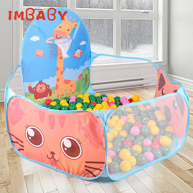 IMBABY Portable Baby Playpen Children Ball Pool Play Tent Kids Foldable Playpens With Ball Basket Balls Pool for Kids Gifts Baby