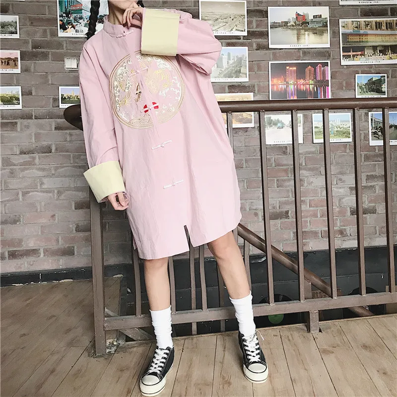 Женское винтажное китайское платье Chipao Frog Dark Punk Harajuku с вышивкой дракона