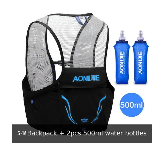 Blue-SM-500ML AONIJIE 2.5L легкие сумки для бега, рюкзак, для занятий спортом на открытом воздухе, для бега, марафона, походная сумка, гидратационный жилет, 500 мл, мягкая фляга - Цвет: Blue-SM-500ML