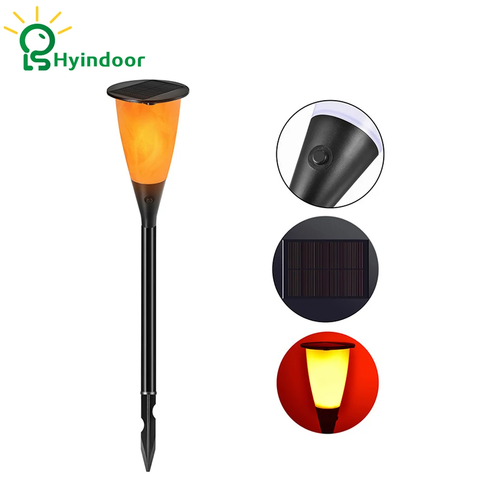 Hyindoor Creative Simulate LED Solar Flame Light Водонепроницаемая садовая Мерцающая лампа для