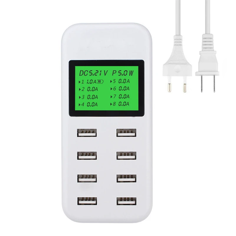 Мобильный телефон зарядное устройство с 8 портами USB концентратор ЖК дисплея 40 Вт