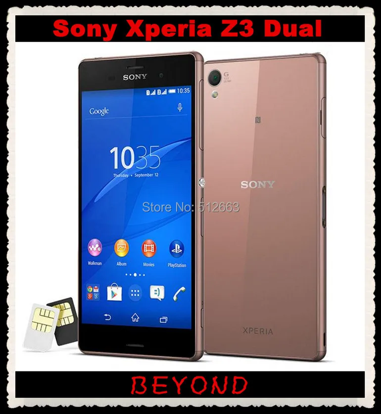 Sony Xperia Z3 Dual D6633,, разблокирована, GSM, две sim-карты, 4G, LTE, Android, четыре ядра, ram, 3 ГБ rom, 16 ГБ, 5,2 дюйма, 20,7 МП, 3100 мАч