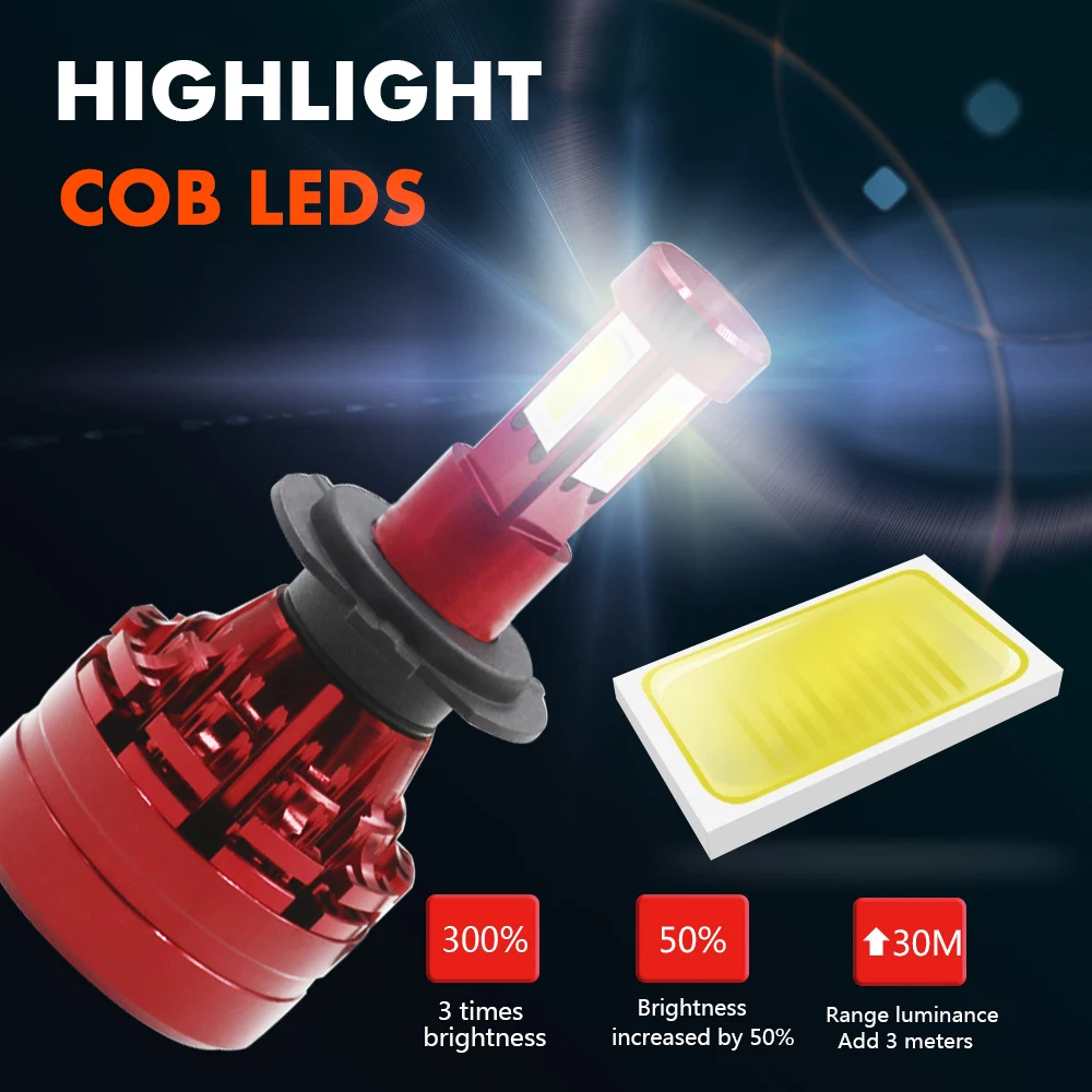 Автомобильные светодиодные фары H7 Led H4 лампы с 4 сторонами H13 H11 9005 9006 100 Вт 28000LM 6500K