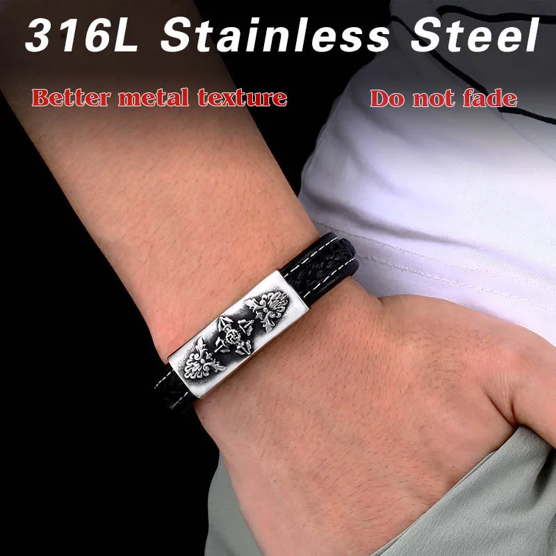 Байер новый магазин стали поп рок Кожаный браслет с лазерной гравировкой шаблон