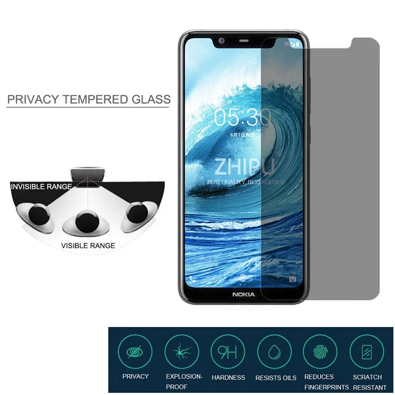 Для Nokia X5 2.5D Arc Edge антишпионское закаленное стекло для 5 1 Plus Защитная пленка
