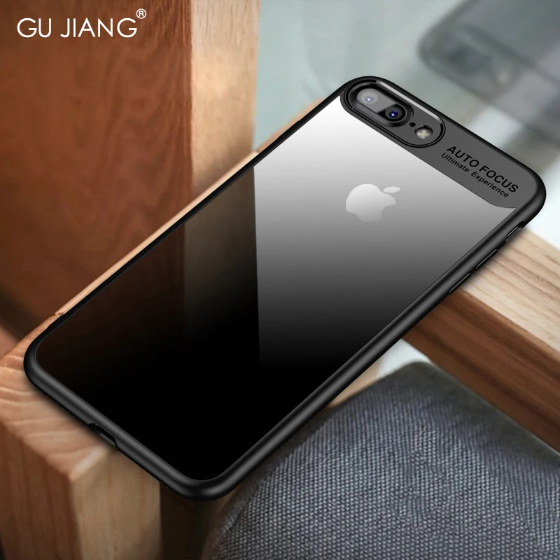 GU JIANG Роскошный натуральный HD прозрачный силиконовый защитный чехол для iPhone 8