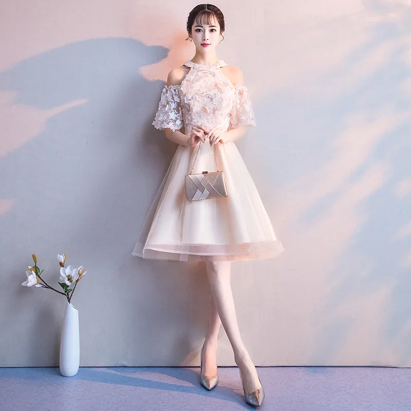 Вечернее платье 2019 Mrs Win вечерние vestido de festa с круглым вырезом короткий рукав