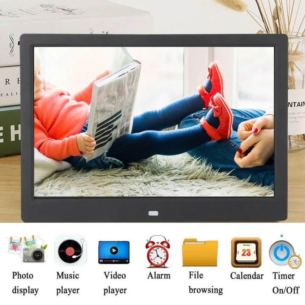 10 1 &quotHD Цифровая фоторамка мультимедийный плеер MP3 MP4 будильник для