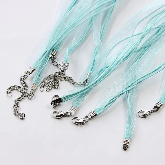 Бесплатная доставка 20 шт 18-дюймовое легкое озеро голубое из органзы Лента воск