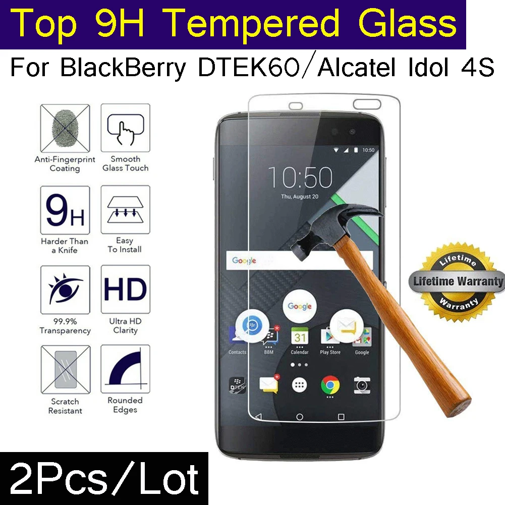2 шт./лот 9 H стекло для BlackBerry DTEK60 Alcatel Idol 4S HD тонкий закаленное экран протектор