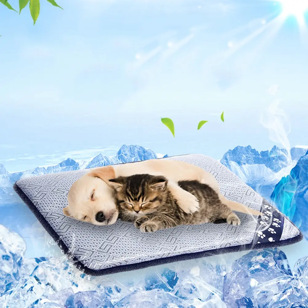 Ледяной шелк pet летний коврик для сна питомник летний коврик для кошки охлаждающая Подушка для питомца плюшевый для маленькой большой собаки