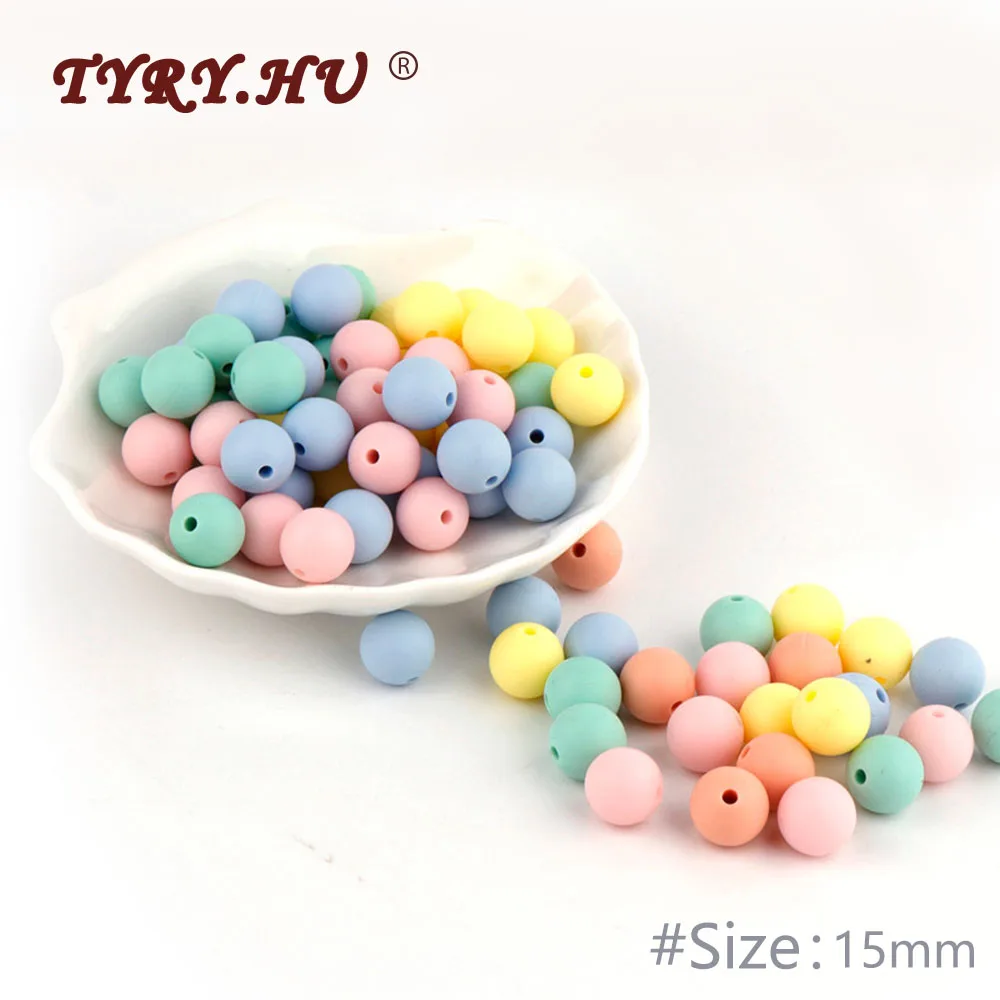 

TYRY.HU 100Pcs 15mm Round Silicone Beads Food Grade Infant Teething Chew lettre Beads Baby DIY Pacifier Chain Toys Accessories