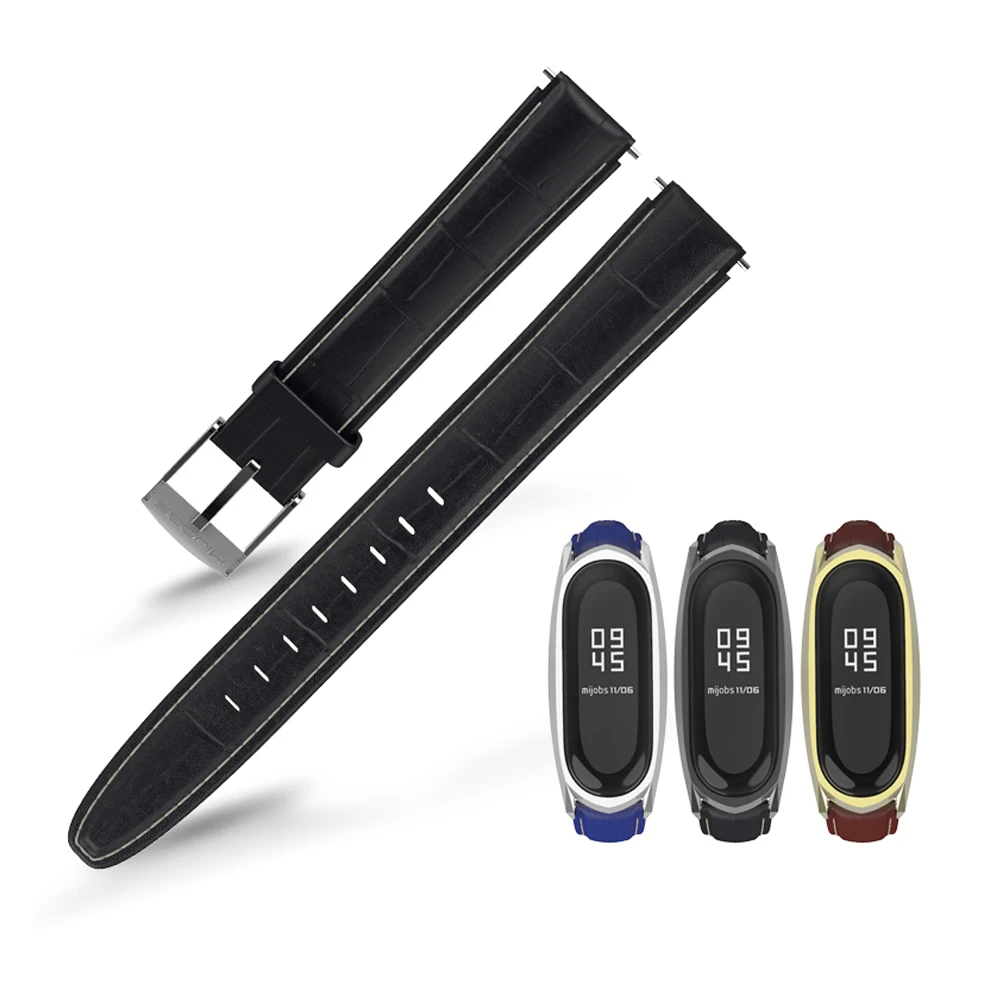 Кожаный браслет mi jobs mi band 4, ремешок на запястье для Xiaomi mi Band 4, Безвинтовой бамбуковый ремешок, Смарт-часы, ремешок для mi Band 3