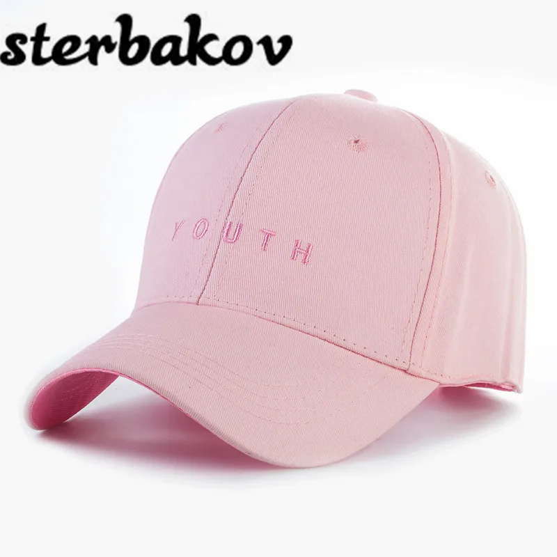 Черный розовый молодежи Кепки изогнутые отделкой Мужские поло Бейсбол хип хоп