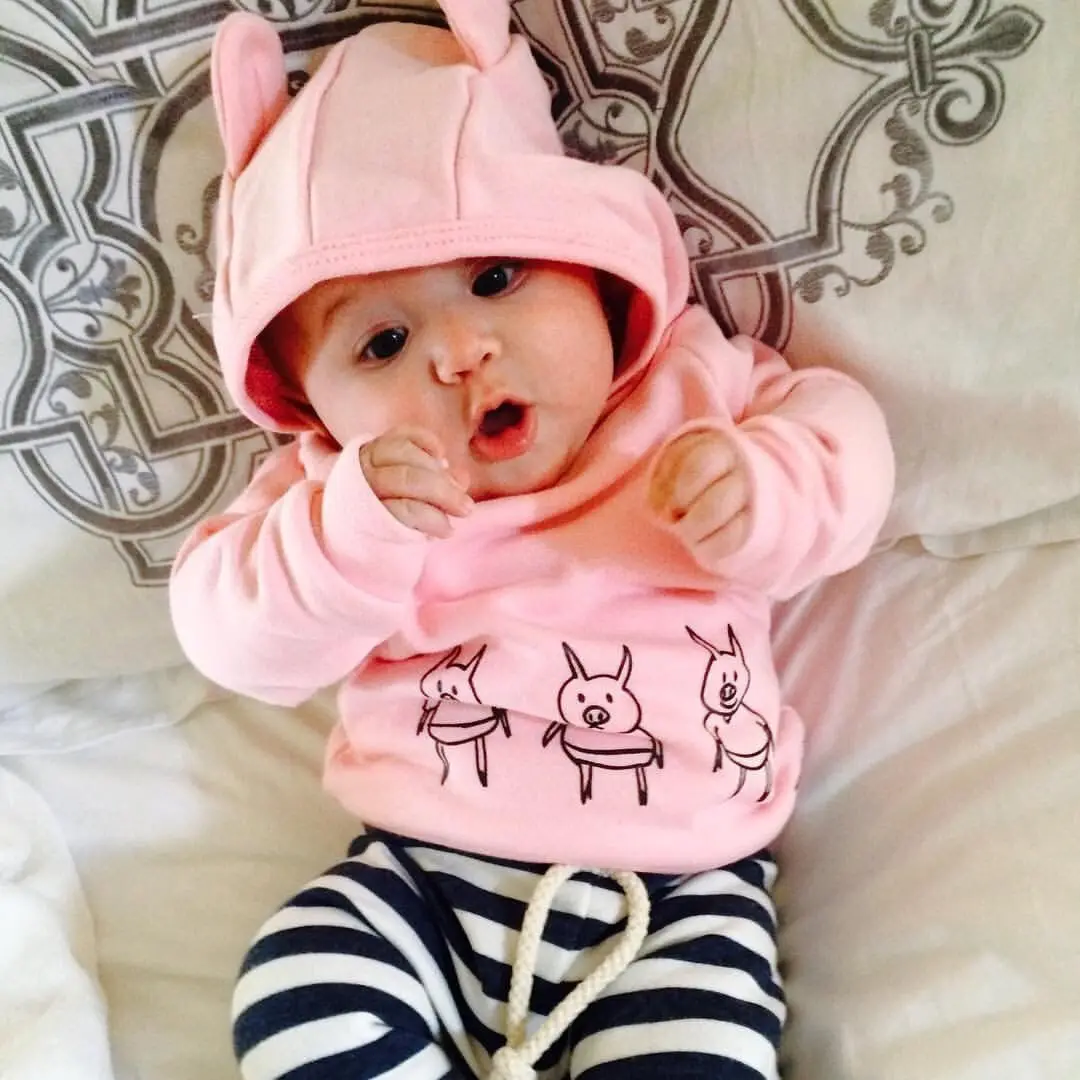 2 шт./комплект толстовка с капюшоном и длинные брюки в полоску|newborn baby girl|baby girlcute