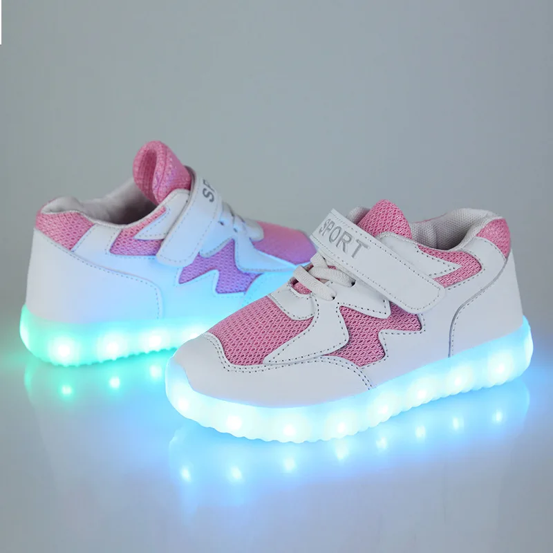 Светящиеся кроссовки с USB зарядкой для мальчиков и девочек повседневная детская