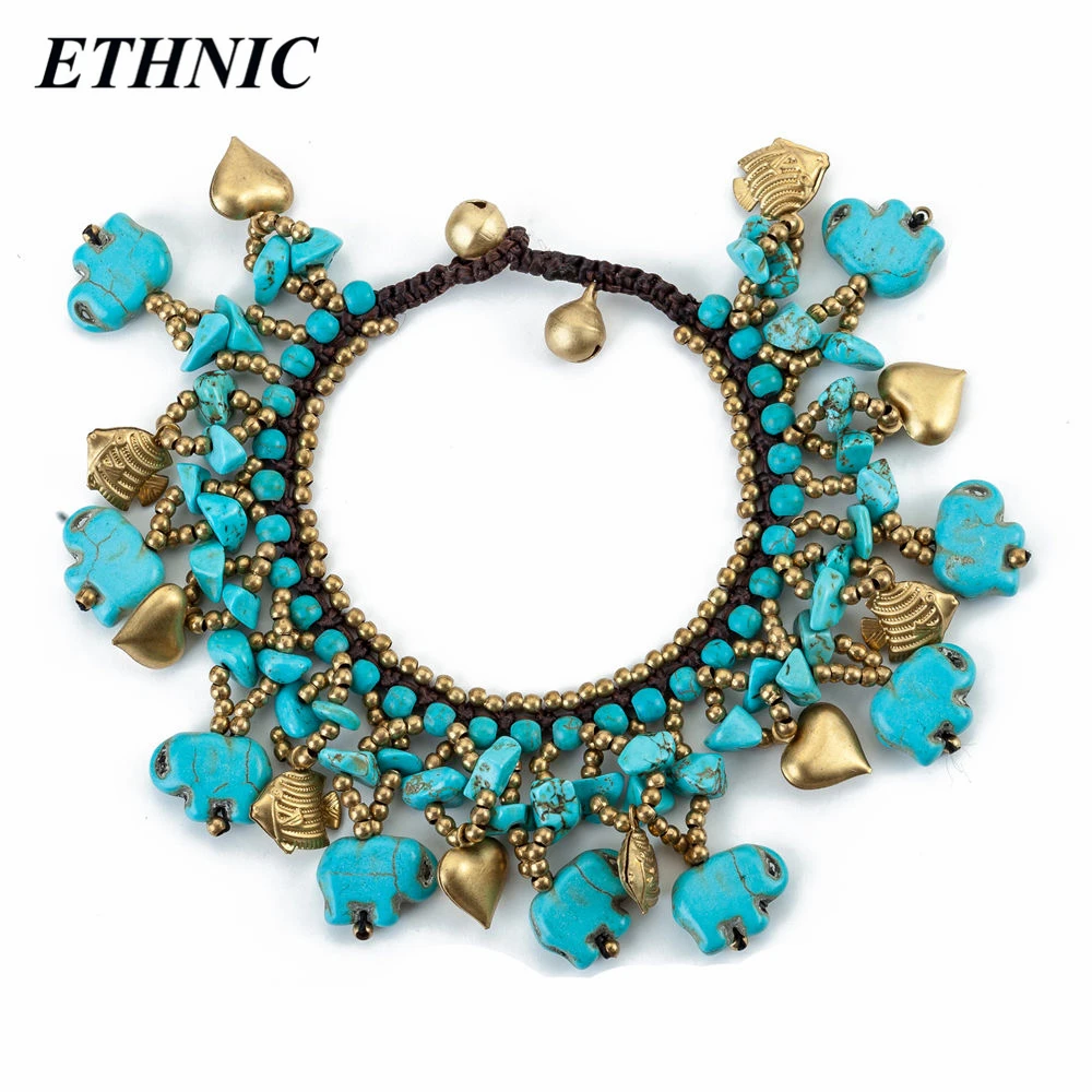 Женский этнический Шарм браслет в стиле бохо золотистого цвета с бусинами из