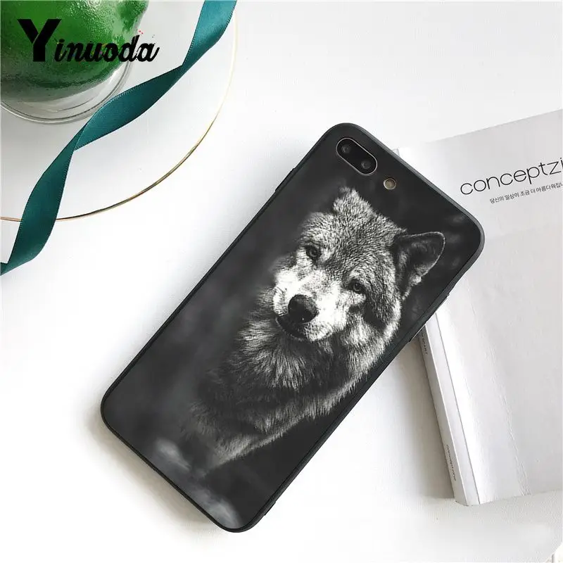 Чехол Yinuoda для iphone 7 X классный черный и белый чехол с волчьими животными iPhone 6 6s 7plus