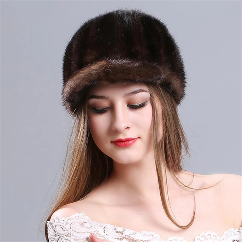 IANLAN Deluxe натуральный мех кепки с козырьком Повседневная натуральная норковая