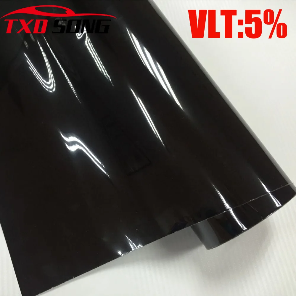 50x300CM/Lot Dark Black Car Window Tint Film Glass VLT 5% Roll 2PLY Car Auto House Commercial Solar Protection Summer
