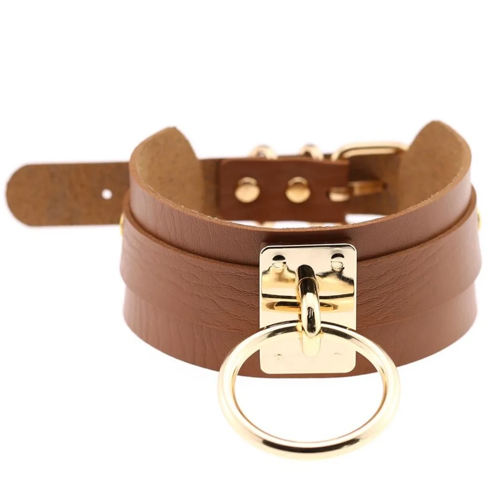 Ошейник из искусственной кожи для мужчин и женщин металлический сексуальный