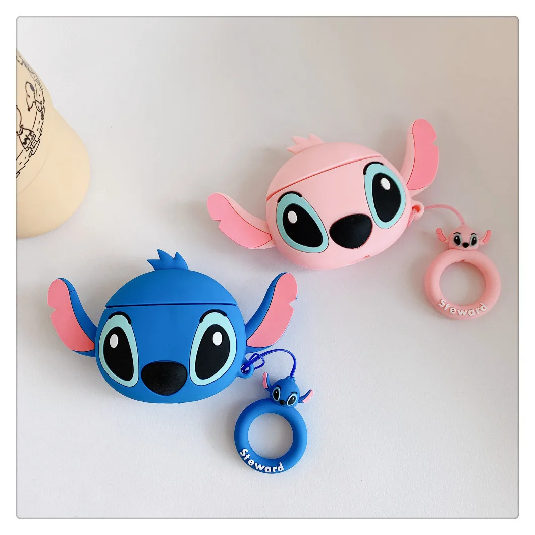 Popular Cute Cartoon Stitch Angel Shockproof Earphone Cases For Apple Airpods 1 2 Silicone Protection Earphone Cover Accessories