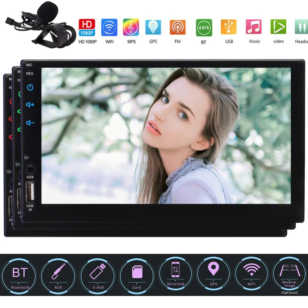 Android 6 0 Автомобильная стерео SD карта камера заднего вида авто радио AM/FM/RDS 7 дюймов 2