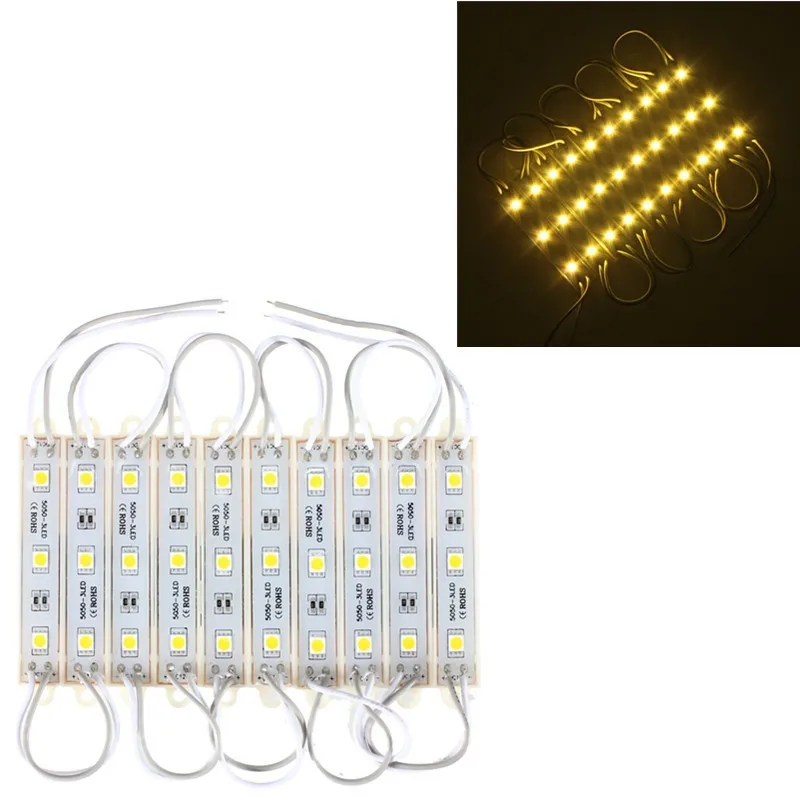 10 шт./лот 30 светодиодный DC12V 5050 SMD светодиодный модуль полосы строка светильник Multi-Цвета открытый Водонепроницаемый светильник полосы IP68