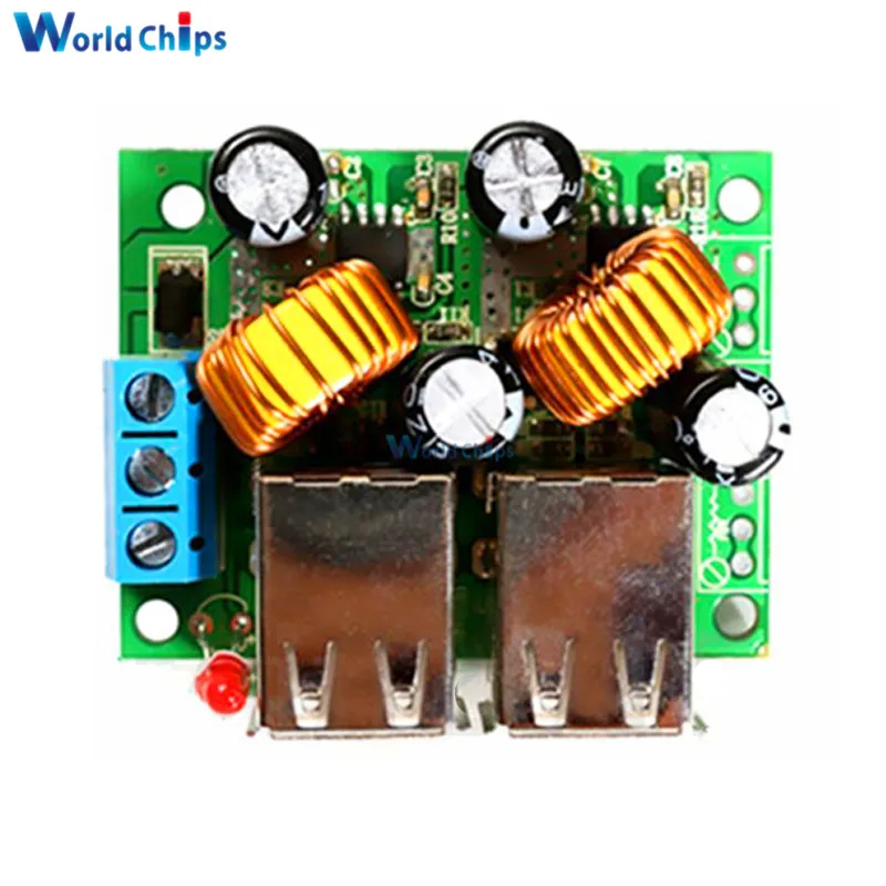Понижающий модуль платы преобразователя питания с 4 USB портами A5268 DC 12V 24V 40V to 5V 5A