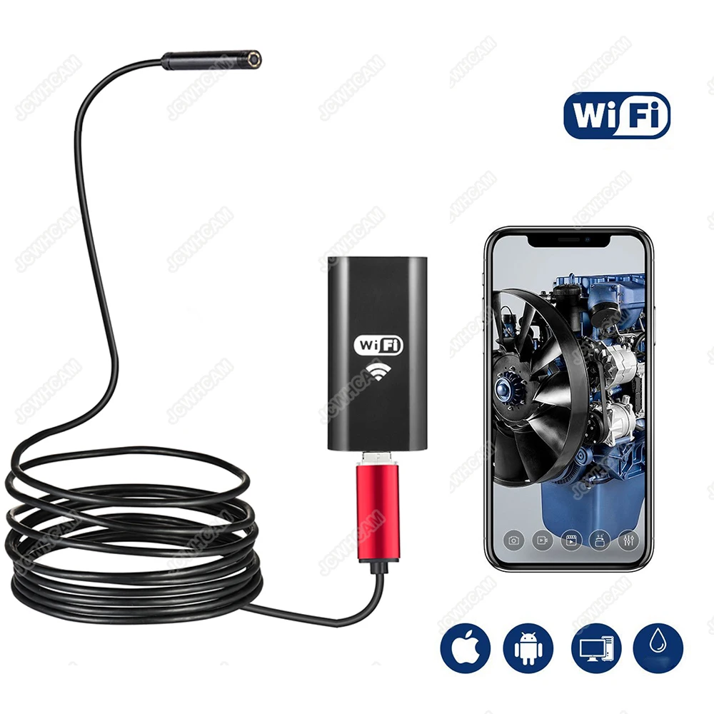 2MP 8 мм Wi Fi эндоскоп Камера мини Водонепроницаемый инспекции USB эндоскопа 2 в 1 для