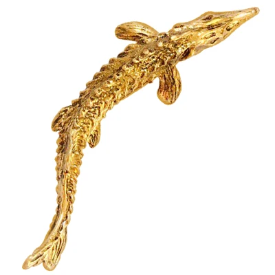 Retro-Gold X0324A Винтажные окаменелости Осетровые Броши для женщин мужские аксессуары прекрасная ретро брошь с рыбой на булавке металлический маленький значок ювелирные изделия для костюма подарки - Окраска металла: Retro-Gold X0324A