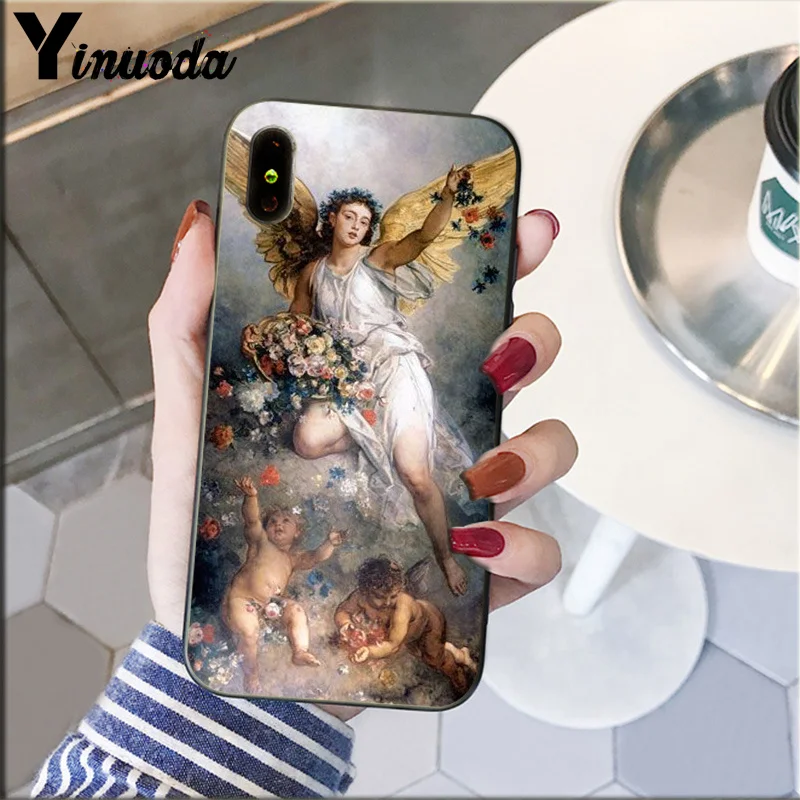 Yinuoda Renaissance angels черный ТПУ Мягкий силиконовый чехол для телефона Apple iPhone 8 7 6 6S Plus X XS MAX 5 5S SE XR чехол