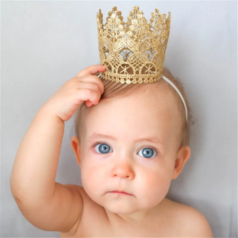 Artificial Elegant Mini Felt Glitter Gold Lace Crown Headbands For Kids DIY Crafts Hair Decorative Accessories | Детская одежда и