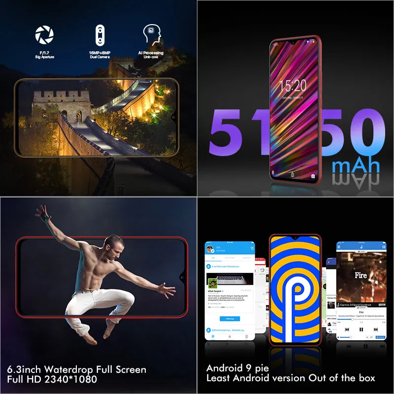 UMIDIGI F1 Android 9 0 6 3 &quotFHD + 128 Гб rom 4 ram Helio P60 5150 мАч большая батарея 18 Вт Быстрая зарядка