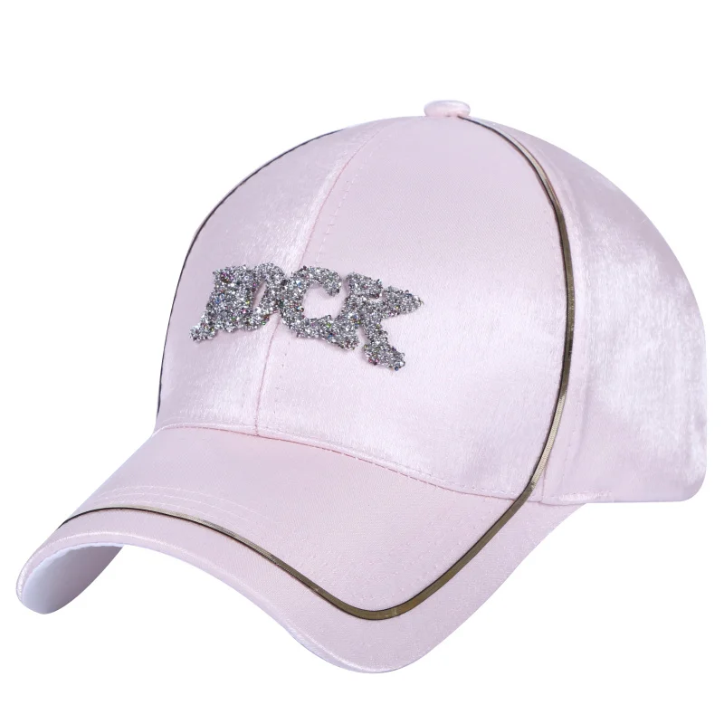 ROCK pink cap Женская кепка дизайн женские роскошные стразы Повседневная модная кепка для бейсбола твердая струйная белая розовая Регулируемая Размер повседневные Кепка - Цвет: ROCK pink cap
