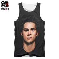 ogkb new arrival mens tank top funny printing teen wolf 3d cap vest singlets man quick dry polyester sleeveless tee shirts